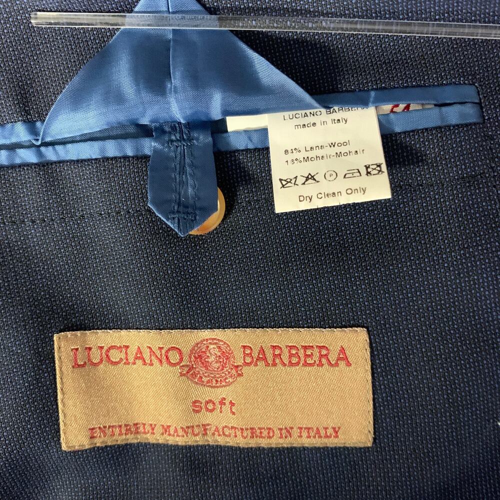 LUCIANO BARBERA Chest Size 44 Navy Basketweave Wool  Sport Coat - Picture 5 of 6